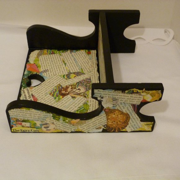 Handmade Decoupage Wood Doll Bench Miniature Display Bench Furniture Decor - Picture 9 of 10